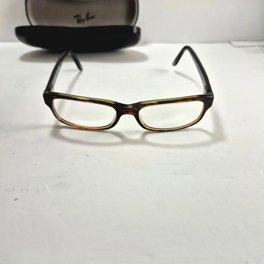 Ray-Ban RB5187 2445 Tortoise & Green Rectangular Eyeglasses Frames, Lenses, Case